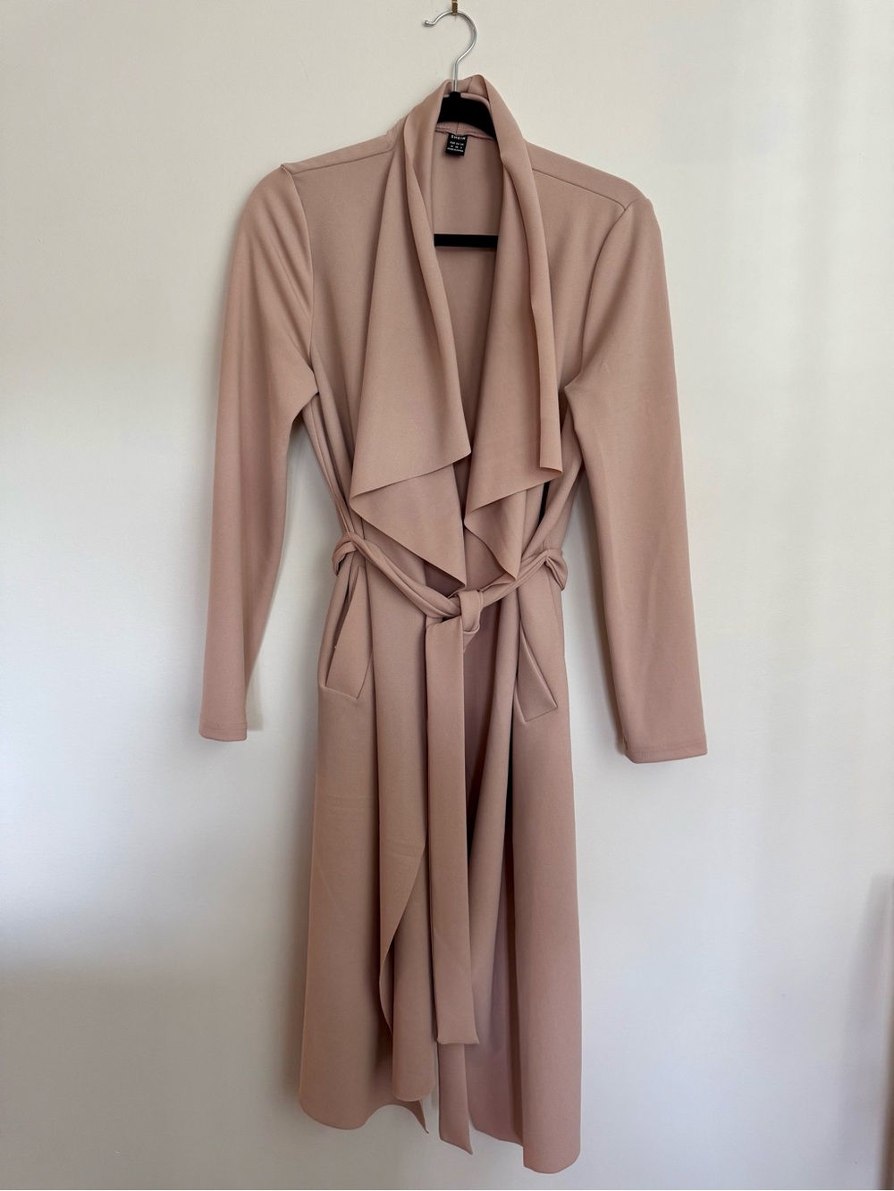 SHEIN Dusty Rose Draped Belted Longline Cardigan Size M